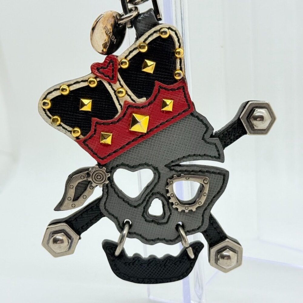 Prada Pirate King Skull & Crossbones Leather Bag Charm